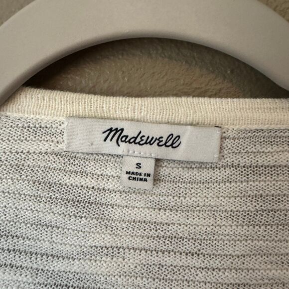Madewell Summer Ryder Longline Knit Cardigan Sweater Ivory/Navy Stripe Small - Picture 3 of 4